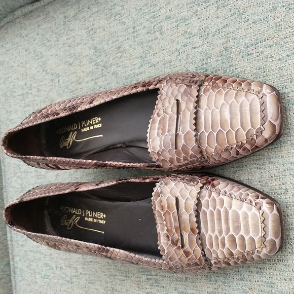 Donald J Pliner square toe pumps shoe khaki brown 2" heel loafer look size 8.5 M - Picture 2 of 12